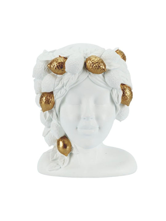 Figurină Femeie Lămâie Poliurezina Albă Aurie 16x14x19.7cm