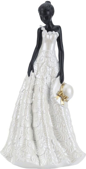 Woman Hat Gold Polyresin White Black 16x14x28.5cm