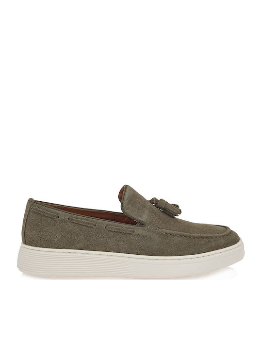 Suede Men's Loafers in Green Colour