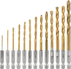 Neilsen Set 19 HSS Titanium Drills With Hexagon Drill Top For Metal Neilsen Set 19 HSS Titanium Drills With Hexagon Drill Top For Metal