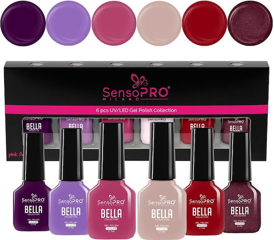 Set 6 Bella Semi-permanent Nail Polishes Sensopro Milano Chic Adventure
