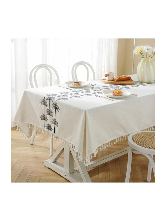 FRIPIA Față De Masă Din In Cu Broderie Gri 120x180cm