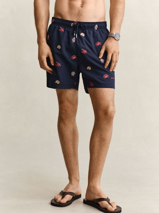 Gant Men's Swimwear Shorts Navy Blue with Patterns