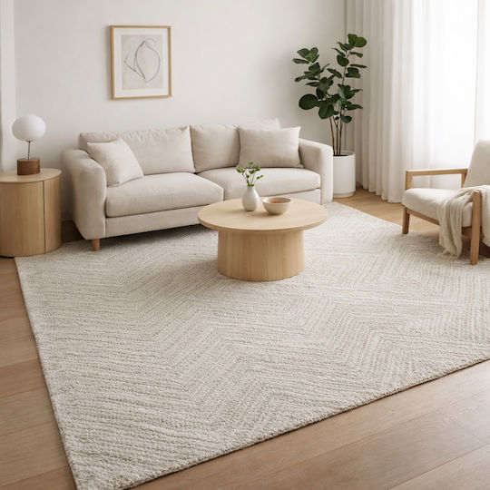 Shaggy Geometric Rug Rectangular Ecru 160x230cm