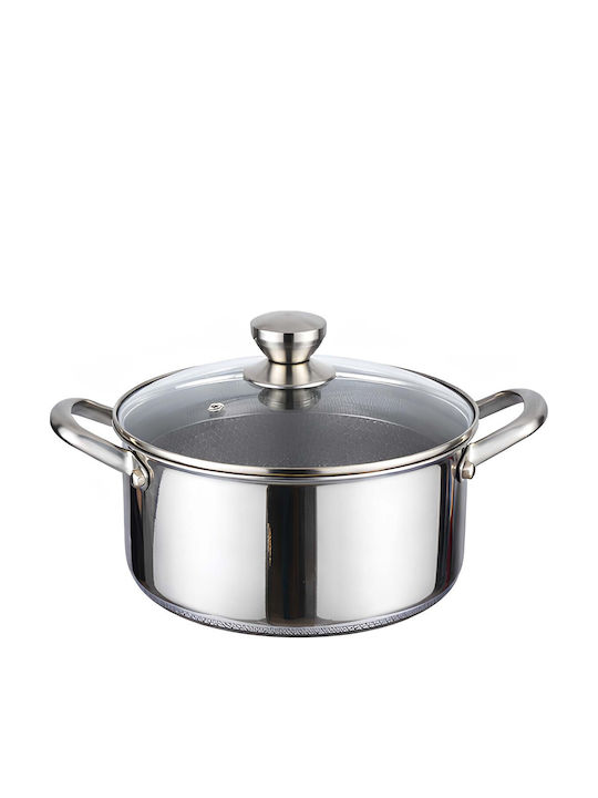 Cheffinger Oală 20cm 3l Acoperire Antiaderentă Tip Fagure Capac Argintie
