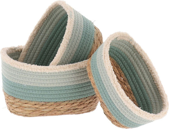 Storage Baskets Set 3 Pieces T-d Sage Green Fabric