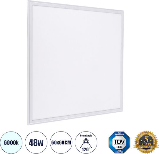 GloboStar Paneleti Recessed LED Panel 48W with Cool White Light 6000K 2pcs