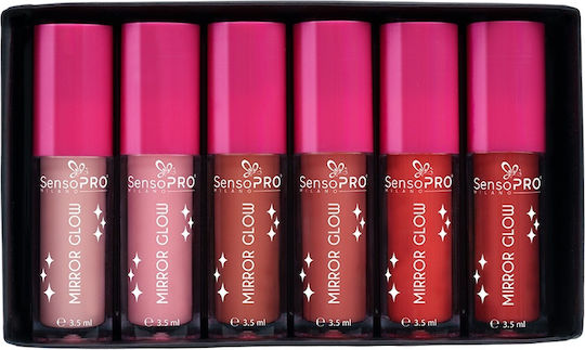 Set 6 Sensopro Milano Lip Glosses Mirror Glow Diva
