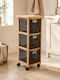 Eurocasa Floor Bathroom Shelf Wooden with 3 Shelves 27x29x77cm Beige