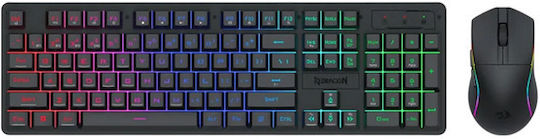 Redragon S107-KS Ασύρματο Σετ Gaming Πληκτρολόγιο με RGB φωτισμό & Ποντίκι (Αγγλικό US)