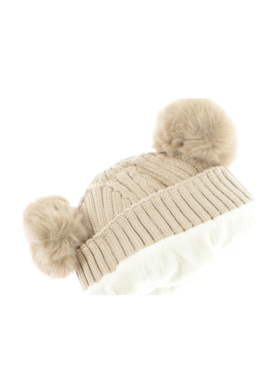Kinder Beanie Set mit Gestricktem Beigem Schal