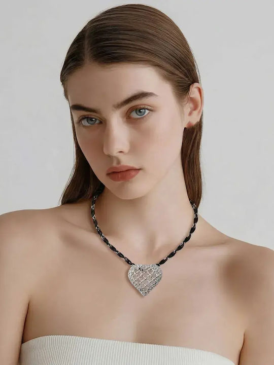 Bode Necklace With Heart Design In Silver
