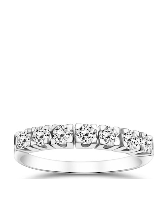 Chrilia Chrilia Damen Halbe Ewigkeitsring mit Zirkon aus Weißgold 9K