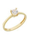 Single Stone Ring From 14K Gold With Zircon