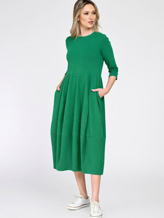 Rochie Midi Tricotată Verde
