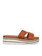 Damen Flache Sandalen Flatforms Tabac Braun