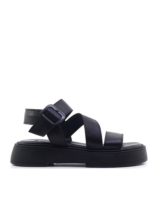 Ladyshoes Leather Black Sandals