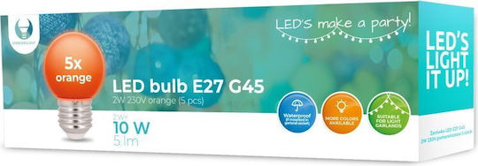 Forever Light Λάμπες LED 2W για Ντουί E27 και Σχήμα G45 Πορτοκαλί 5τμχ