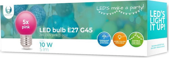 Forever Light Λάμπες LED 2W για Ντουί E27 και Σχήμα G45 Ροζ 5τμχ