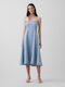 Sommer Midi Damenkleid Denim Blau
