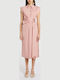 Poplin Sommer Midi Damenkleid für Hochzeit - Taufe Rosa