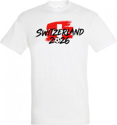Männliches Bedrucktes T-shirt Weiß Weltmeisterschaft Schweiz Dp6897
