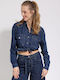 Long Sleeve Women's Denim Shirt Blue
