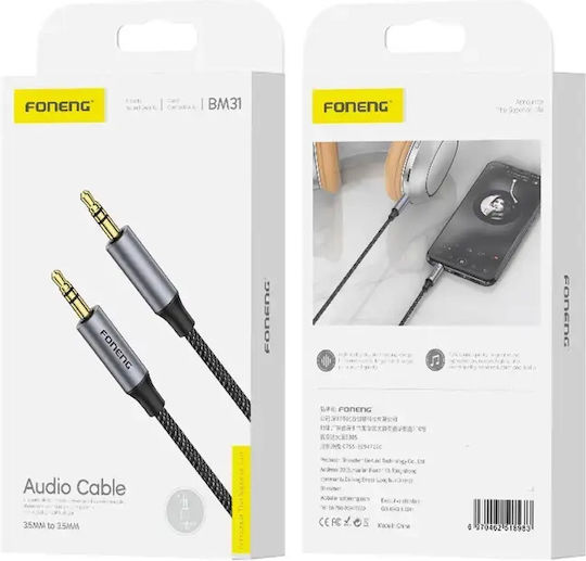 Foneng USB Typ-C Kabel USB 2.0 männlich 3,5 mm Schwarzes 1 m