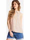 Sleeveless Women's Denim Shirt Orange Floral