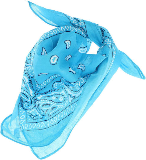 Bandana Din Bumbac Mărimea 55 X 55 Cm Imprimare Mandala ButicCochet Turcoaz Es2199