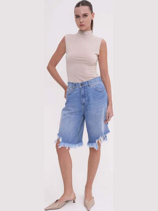 Women's Jean Bermuda Mid Blue
