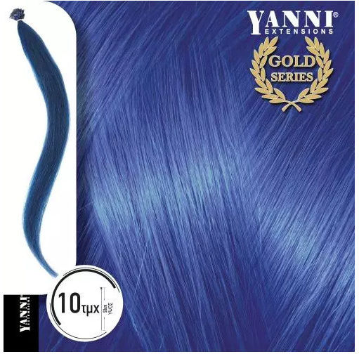 Yanni Extensions Keratin Extension with Human Hair in Blue Colour 50cm