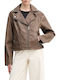 Damen Biker Jacke Braun