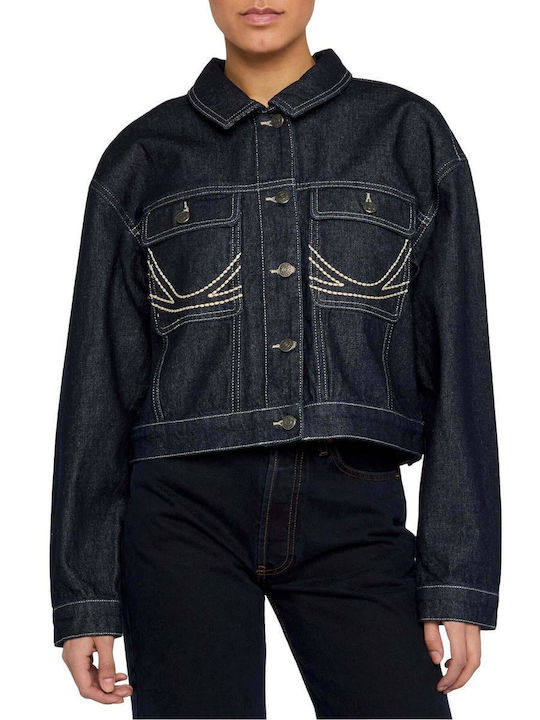 Crop Women's Jean Jacket Blue