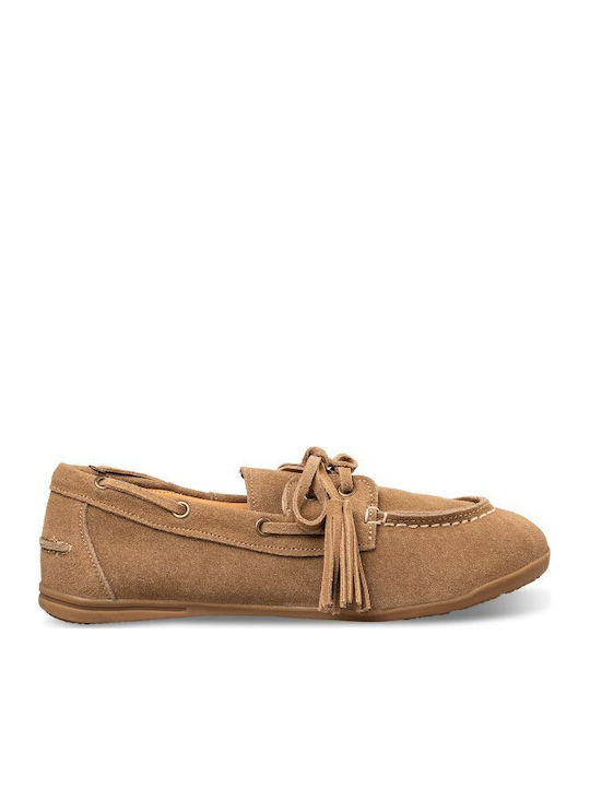 Leather Women's Boat Shoes in Brown Colour