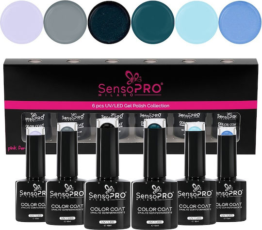 Комплект 6 Полуперманентни Лака за Нокти 10ml SensoPro Milano Dream Baby