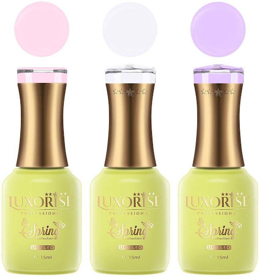 Set 3 Luxorise Semipermanent Nail Polishes Spring Collection Petal Poetry