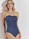 Strapless Badeanzug Marineblau