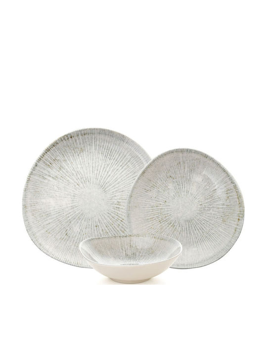 Dinnerware Set 24 Pieces 387grp1364 White-grey Hermia 24 Pieces Porcelain