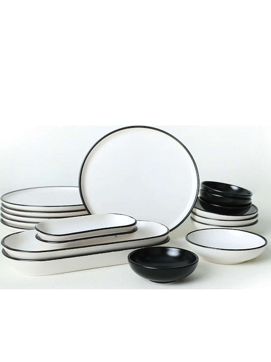 Dinnerware Set 18pcs 275krm1961 Black-white Hermia 18pcs Ceramic