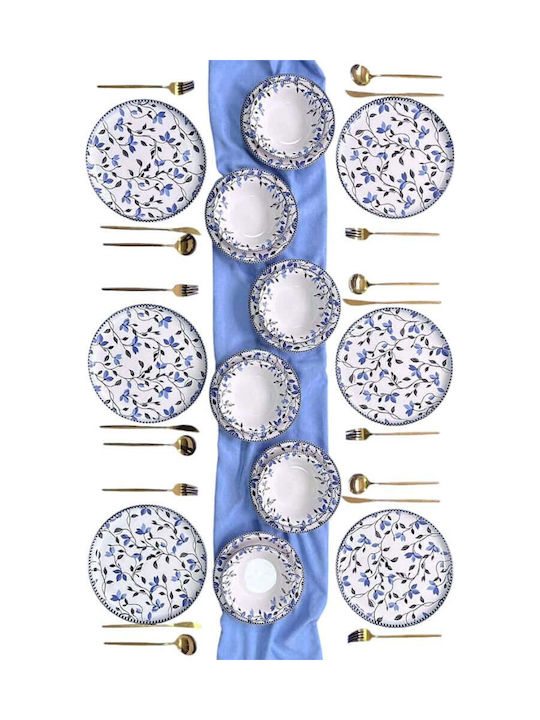 Hermia Geschirrset 18 Stück Berfu Blau-Weiß
