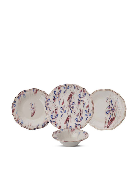 Dinnerware Set Plates Blue Rustica Set 24pcs 520zno1103 Multi Hermia 24 Pieces Porcelain