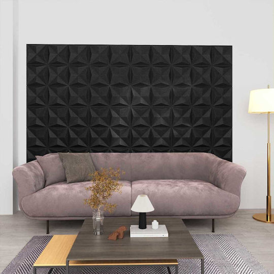 Vidaxl Wall Panels 12 Pieces Origami Black 50 X 50 Cm Polystyrene Xps