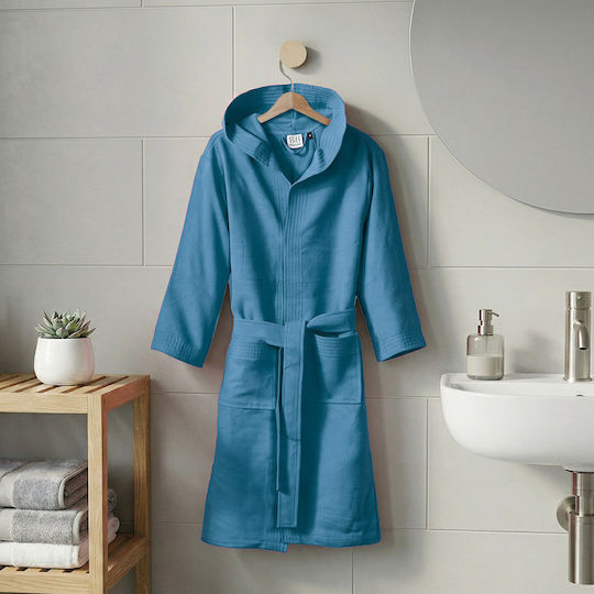 Beauty Home Teen Bathrobe Hooded Dynamic Art 3472 Blue 8-10 Years