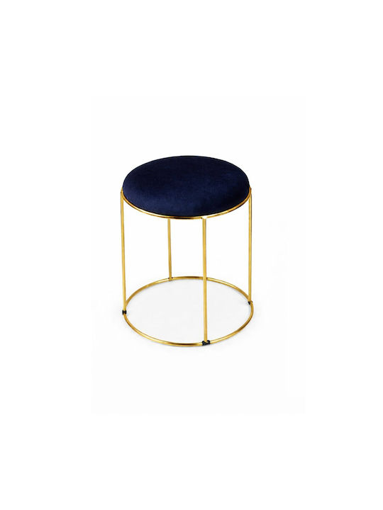 Living Room Stool Upholstered with Velvet Gold-Dark Blue