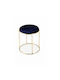 Living Room Stool Upholstered with Velvet Gold-Dark Blue