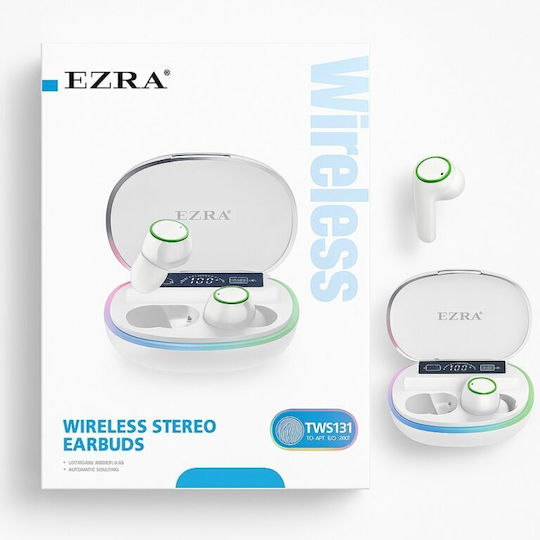 Ezra In-ear Bluetooth Handsfree Ακουστικά με Θήκη Φόρτισης Λευκά