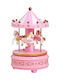 Decorative Wind-Up Musical Carousel Music Box 16 x 11 cm PVC Pink OEM