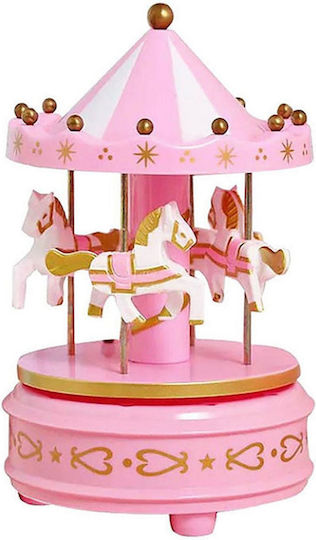 Decorativ Carusel Muzical Cu Cheiță Cutie Muzicală 16 X 11 Cm Pvc Roz Oem