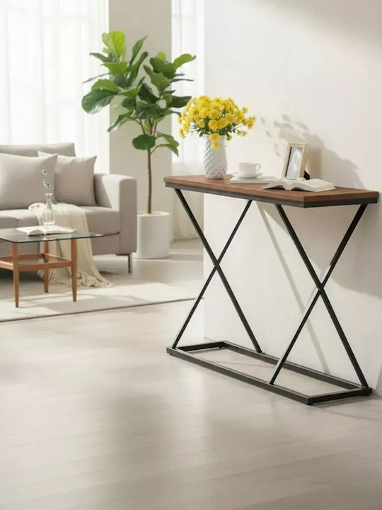 Glimmer Console Table from Wood & Metal Walnut L100xW30xH80cm